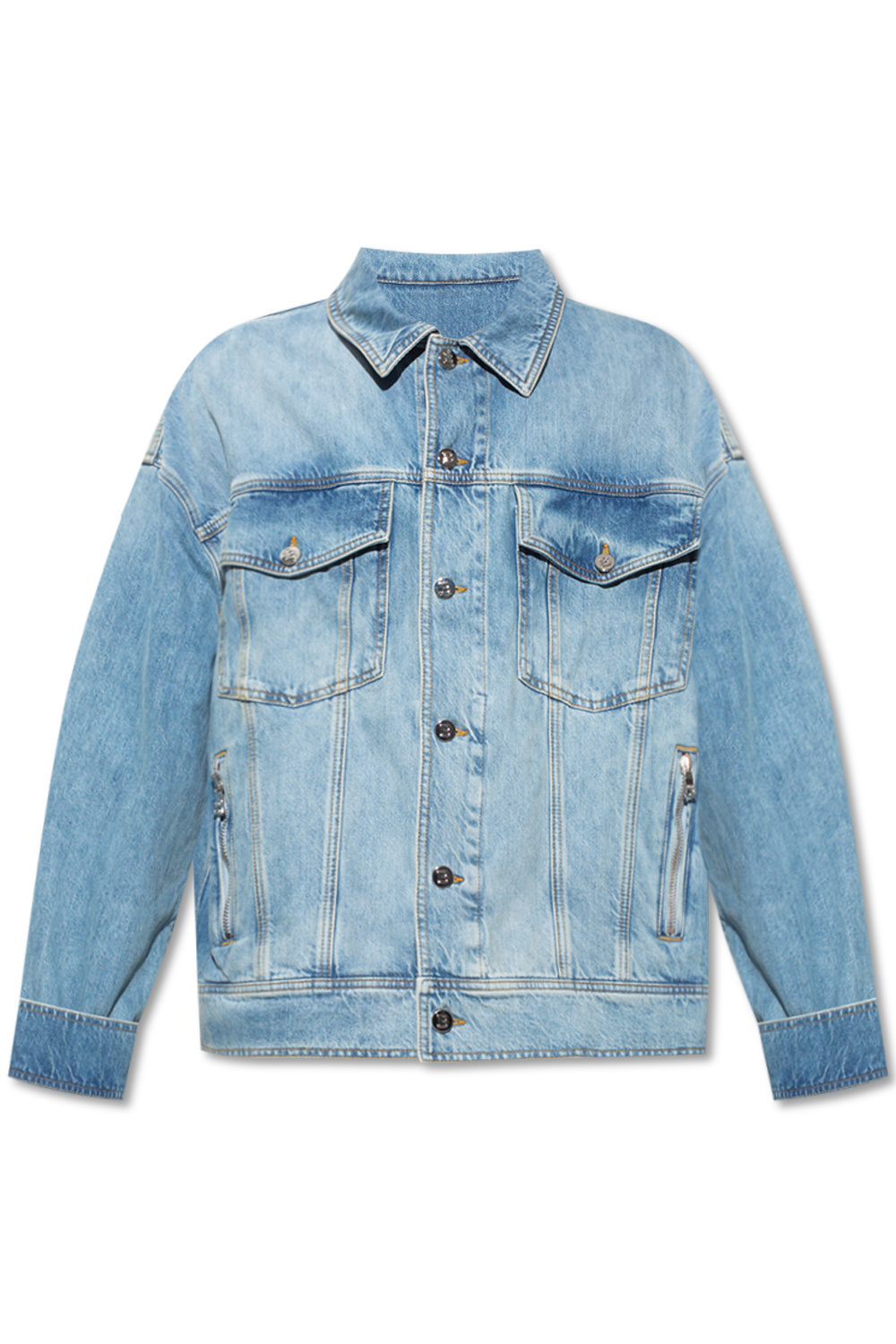 Szary t-shirt Balmain | Denim jacket Balmain - IetpShops SA